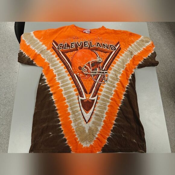 Vintage 90s Cleveland Browns Tie Dye Double Sided VTG Shirt Mens L Made In USA - Picture 1 of 6